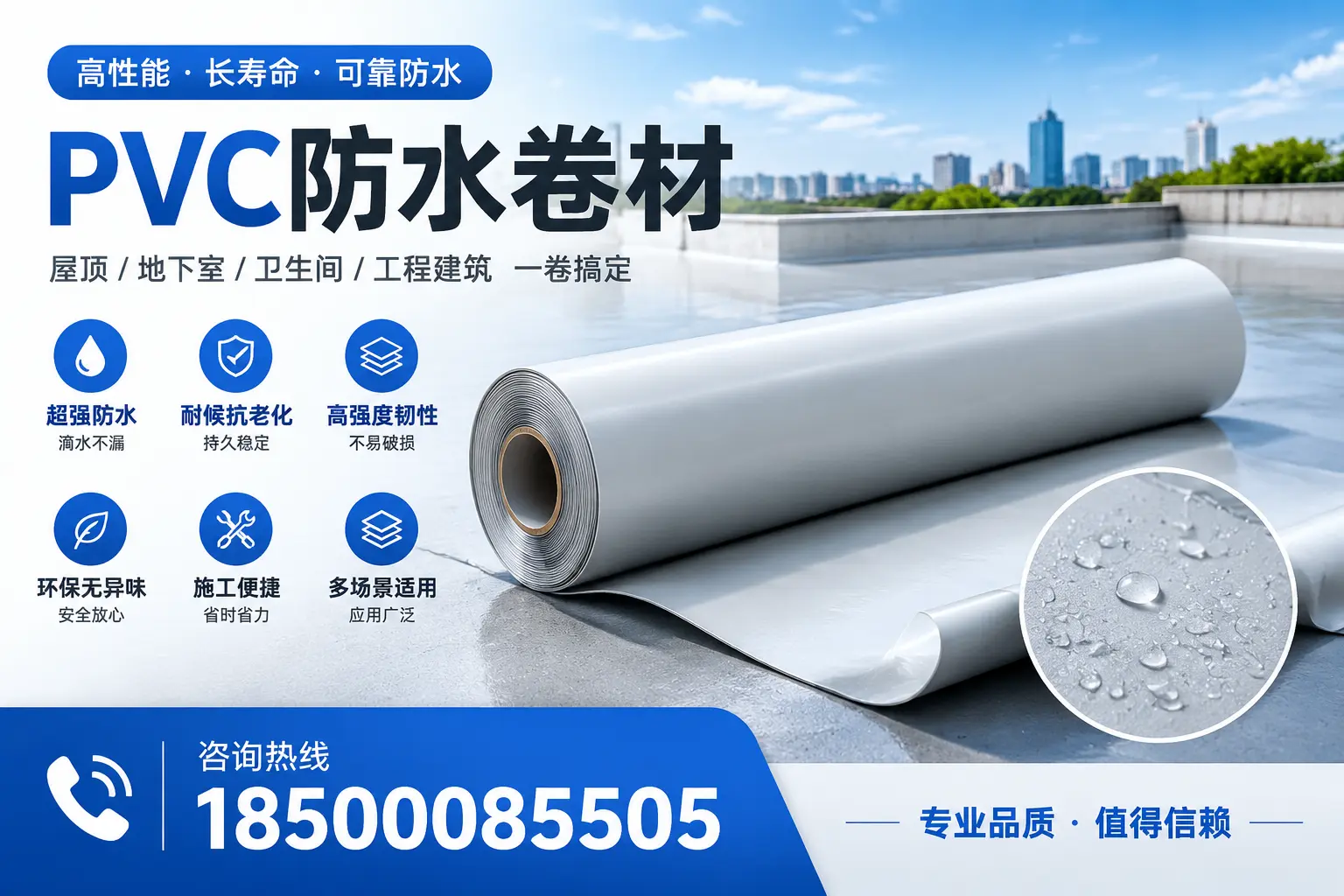 PVC防水卷材的防水效果评测,适合喀什的科学依据